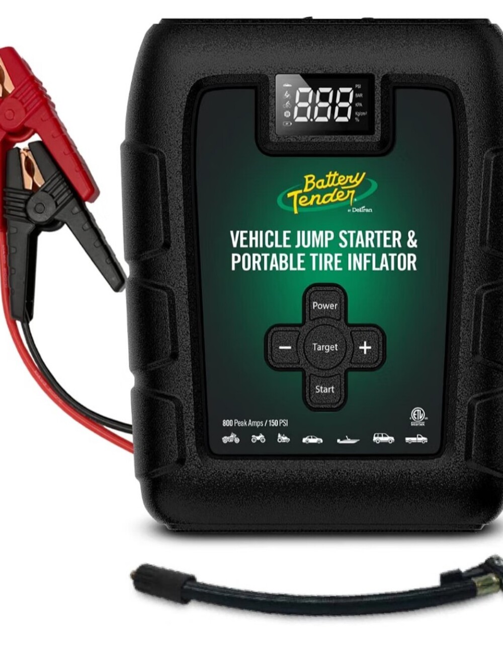 New Battery Tender BT 800A Vehicle Jump Starter, Tire Inflator, and Charger